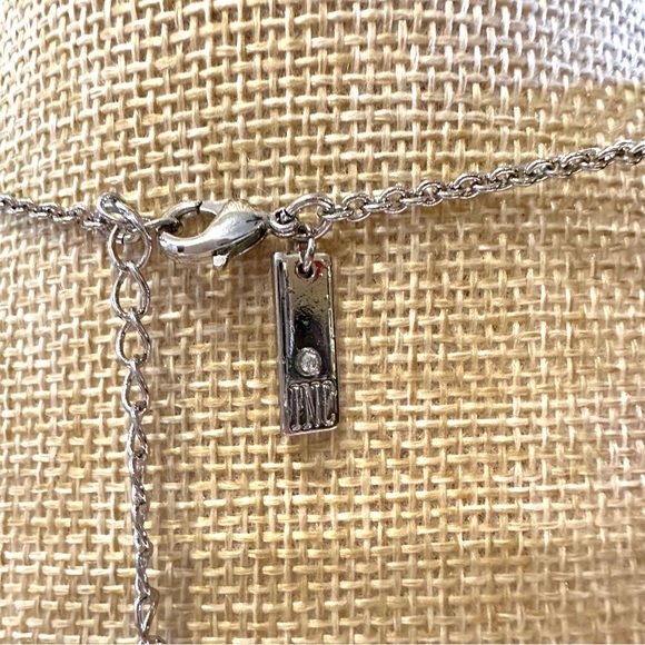 NWT INC Statement Necklace WOW - 7 clusters clear rhinestones & crystals, silver - Picture 12 of 14